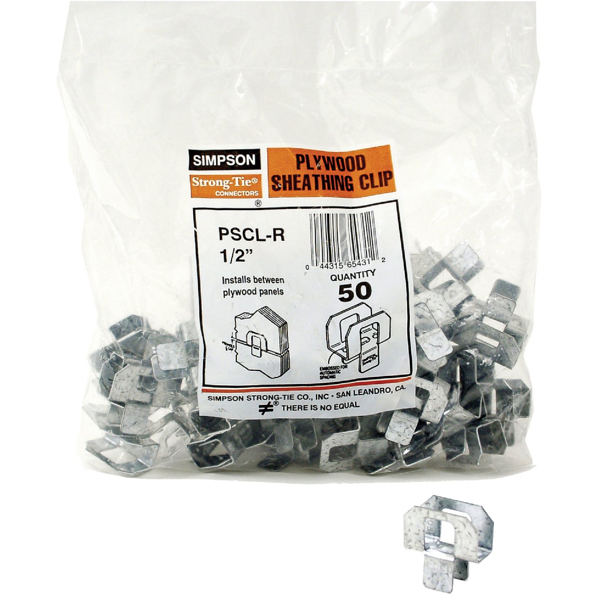 50/BAG 1/2" PLYWOOD CLIP - PSCL 1/2-R50 by Simpson Strong Tie