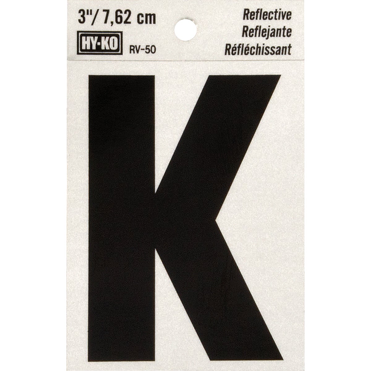 3" REFLECT LETTER K - RV-50K by Hy Ko Prods Co