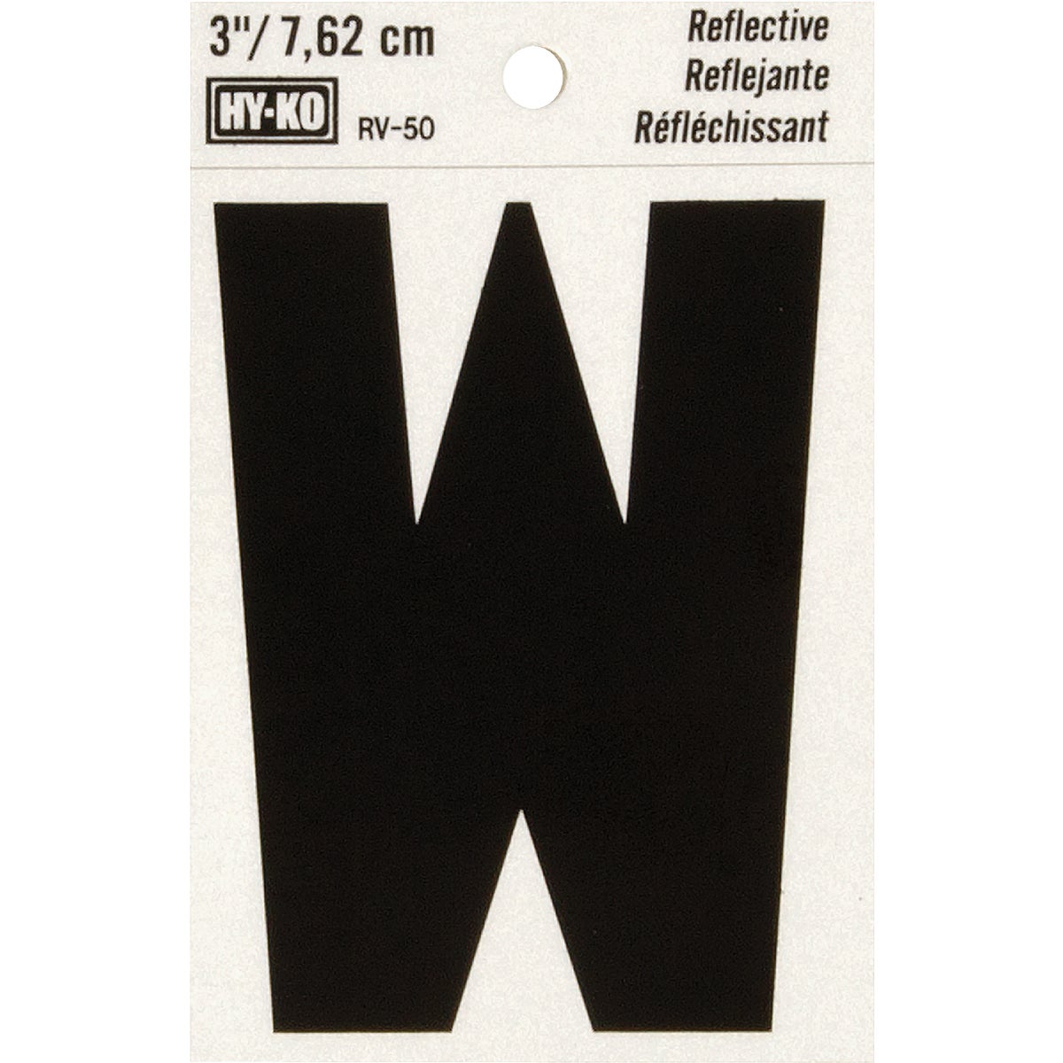 3" REFLECT LETTER W - RV-50W by Hy Ko Prods Co