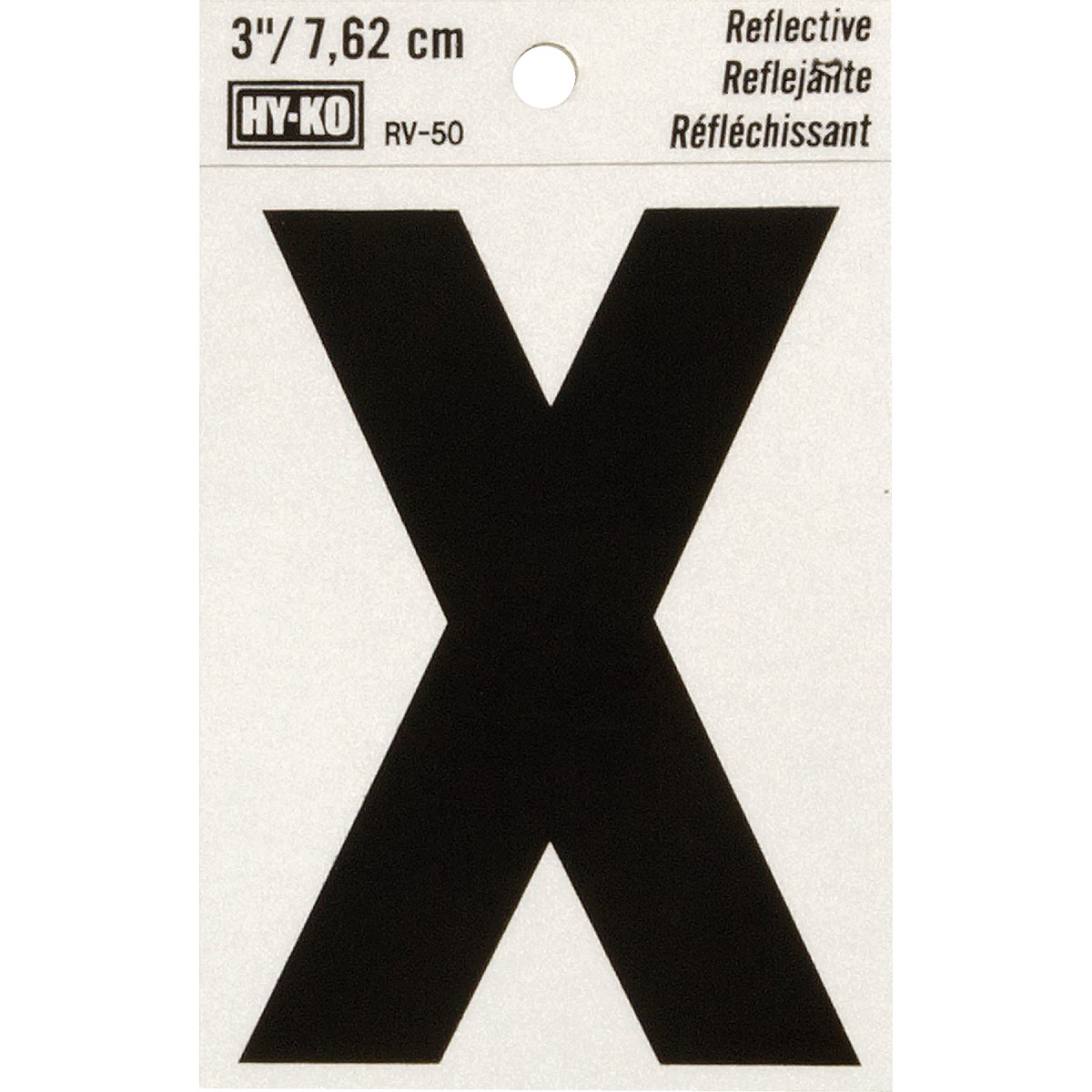 3" REFLECT LETTER X - RV-50X by Hy Ko Prods Co
