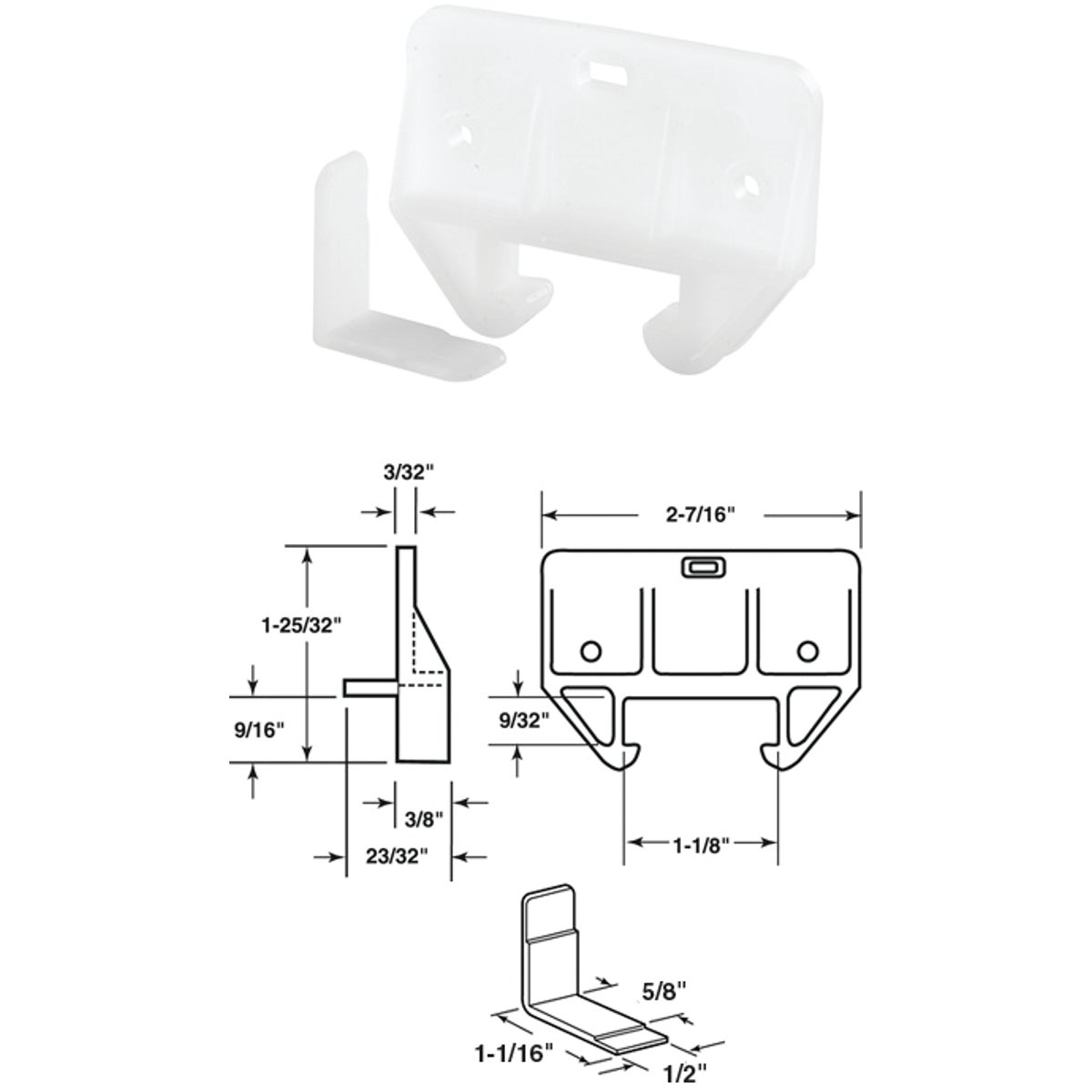 WHITE NYLON TRACK GUIDE - 222186 by Prime Line Products