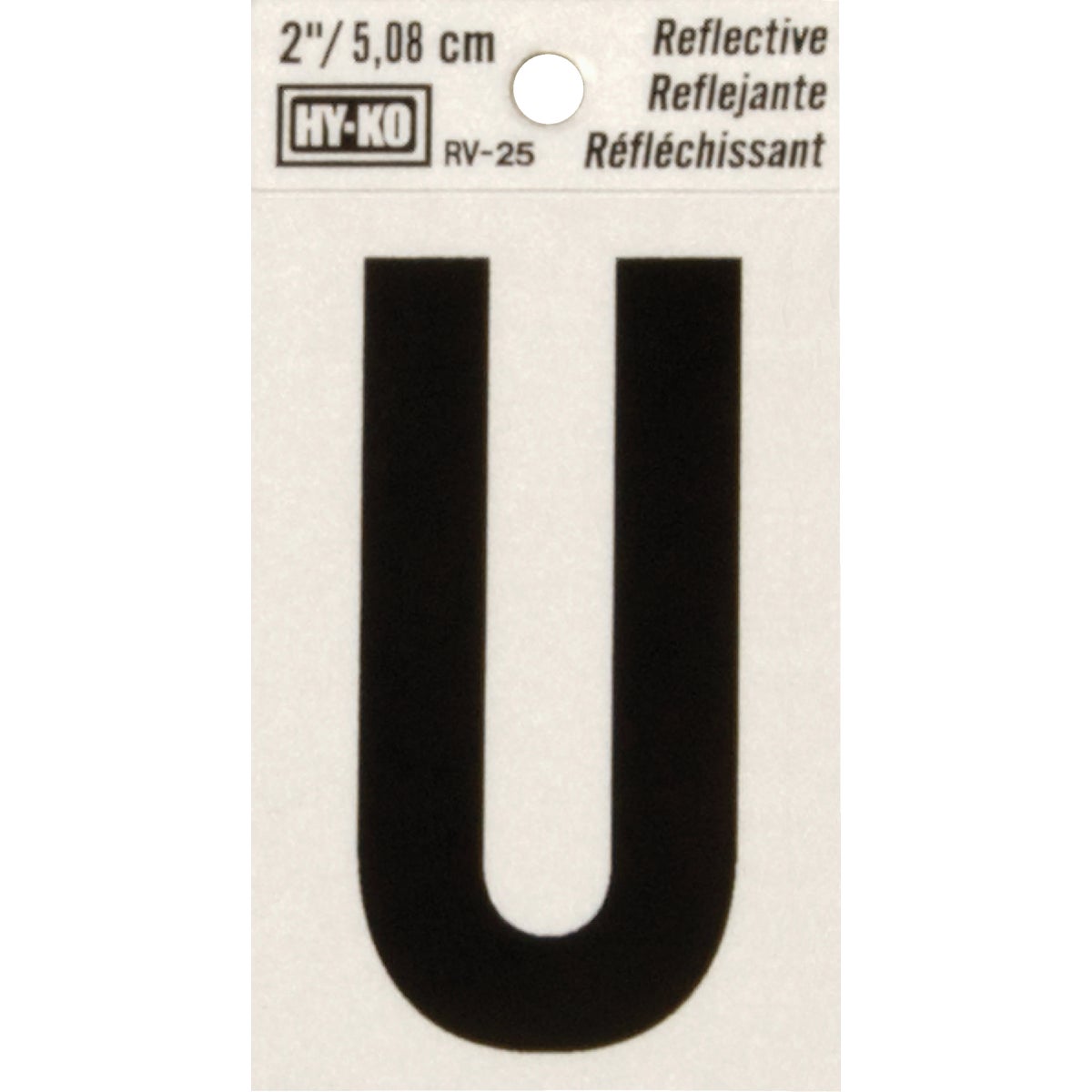 2" REFLECT LETTER U - RV-25/U by Hy Ko Prods Co