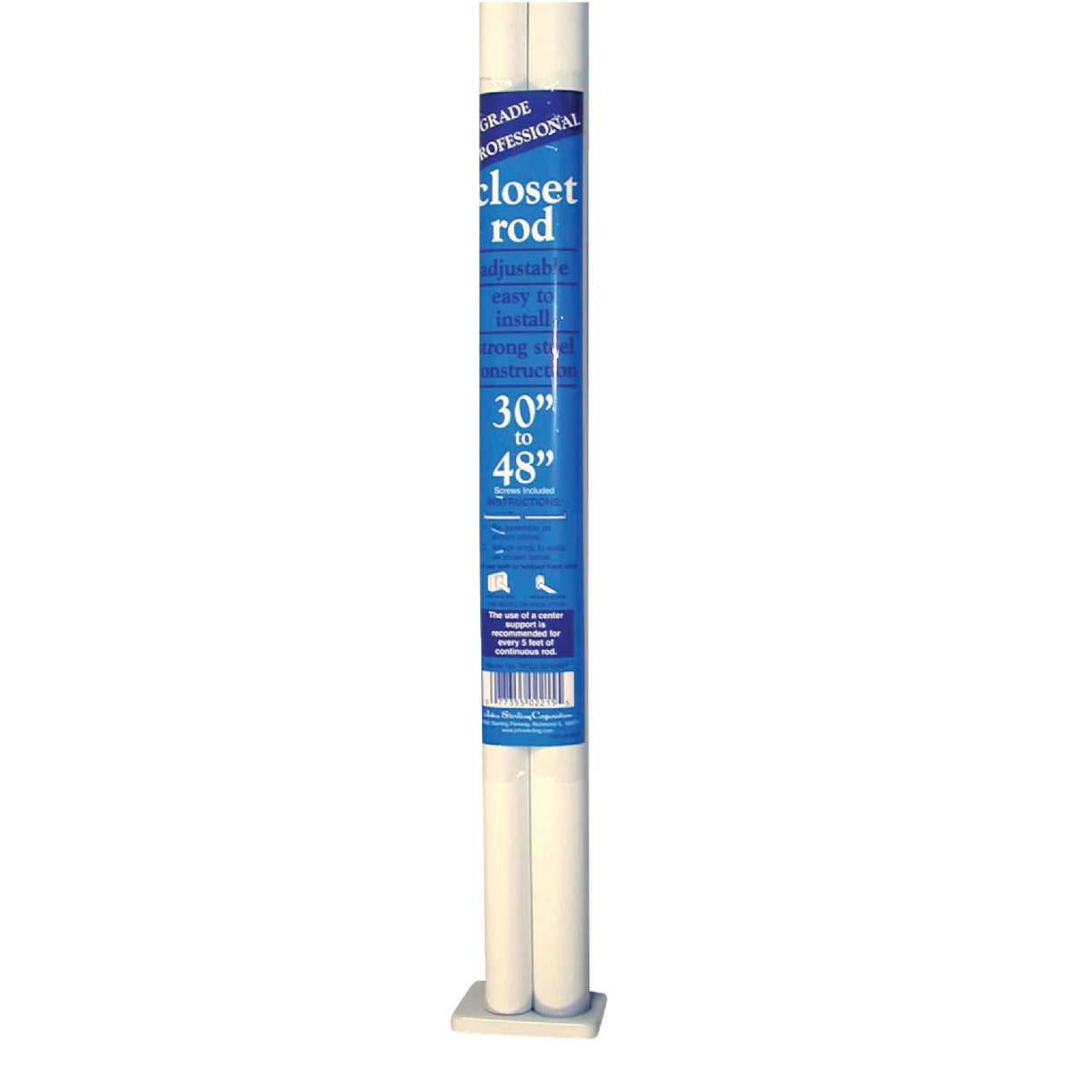 30/48" CLOSET ROD - PB22-30/48WT by Knape & Vogt Mfg Co