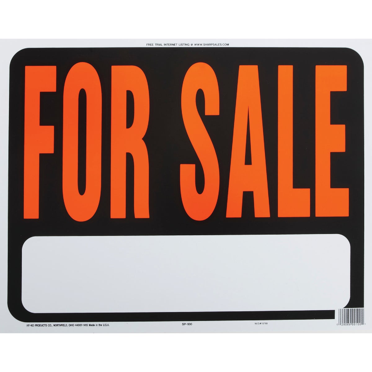 15X19 FOR SALE SIGN - SP-100 by Hy Ko Prods Co