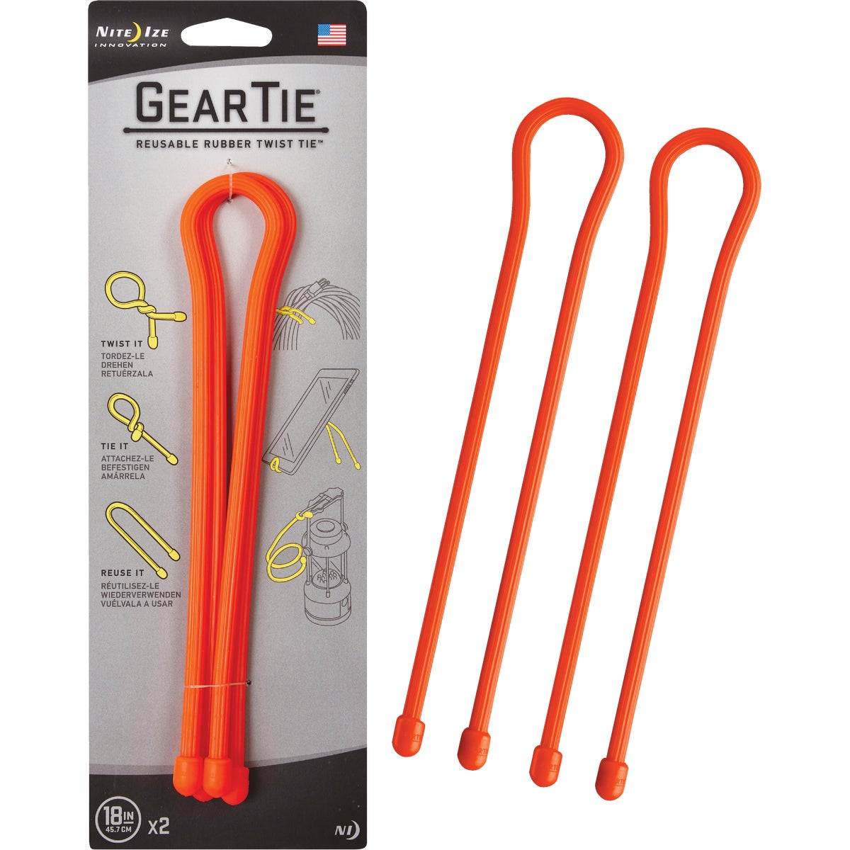 ORG 18" 2PK TWIST TIE - GT18-2PK-31 by Nite Ize   Rcp