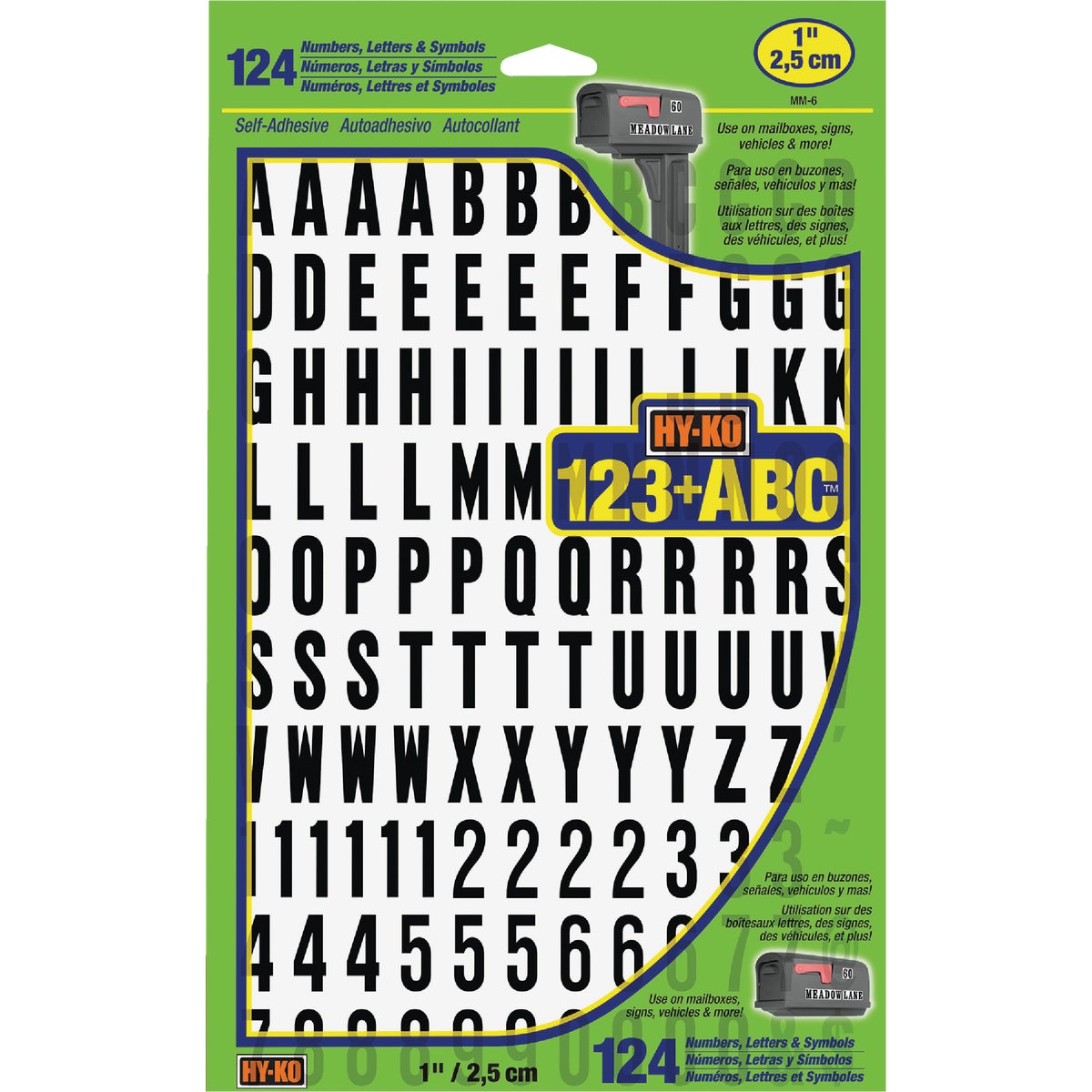 1" NUMBERS & LETTERS - MM-6 by Hy Ko Prods Co