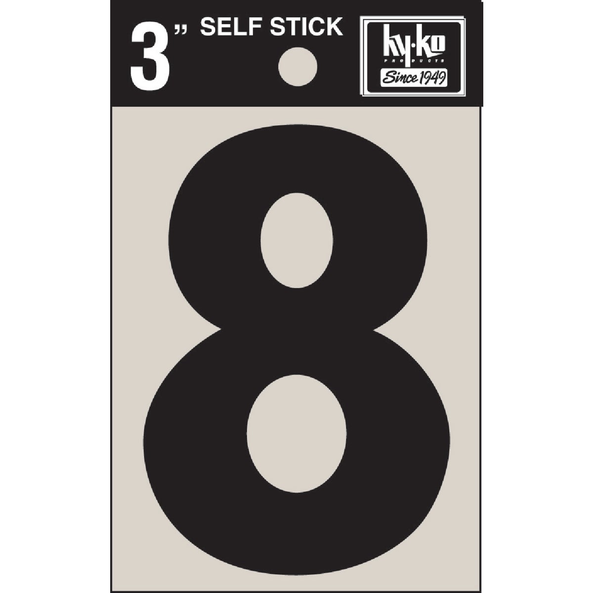 3" BLK VINYL NUMBER 8 - 30408 by Hy Ko Prods Co