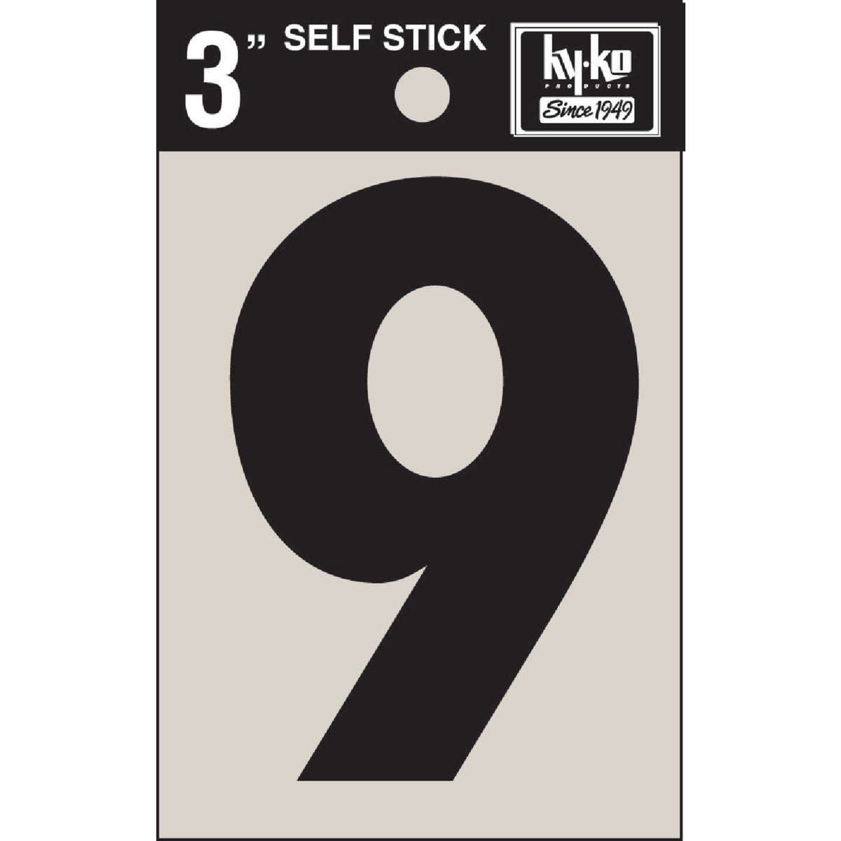 3" BLK VINYL NUMBER 9 - 30409 by Hy Ko Prods Co