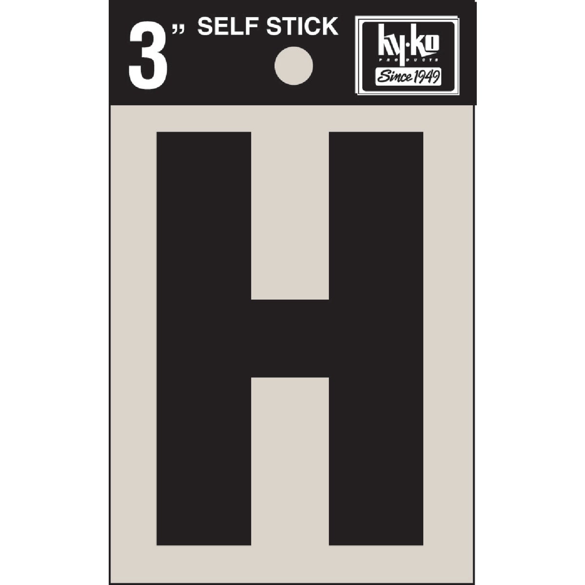 3" BLK VINYL LETTER H - 30418 by Hy Ko Prods Co