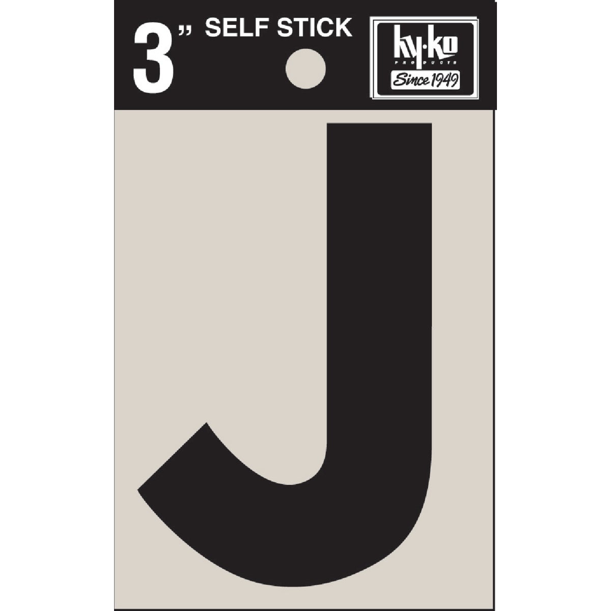 3" BLK VINYL LETTER J - 30420 by Hy Ko Prods Co