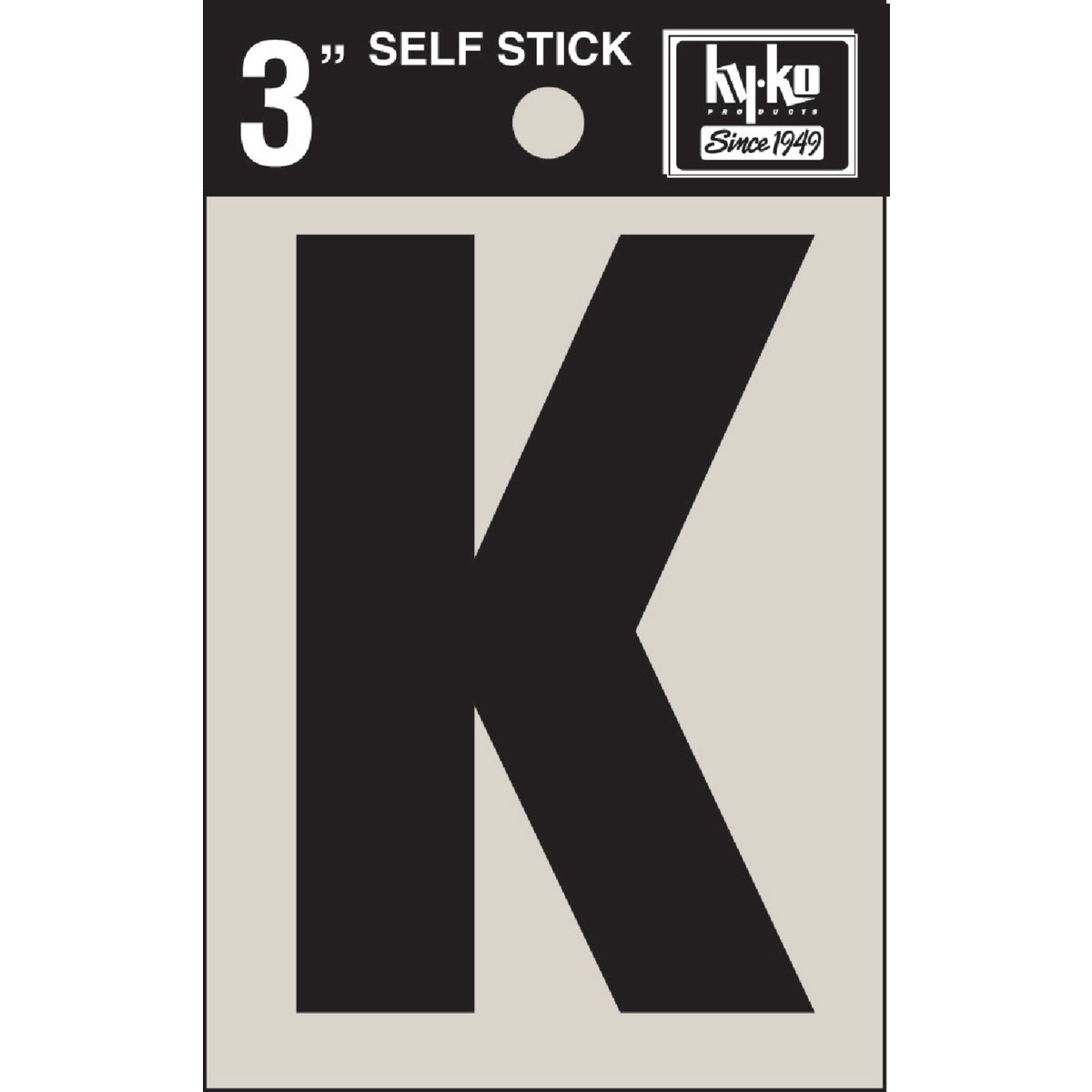 3" BLK VINYL LETTER K - 30421 by Hy Ko Prods Co