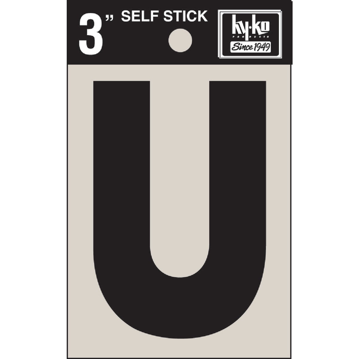 3" BLK VINYL LETTER U - 30431 by Hy Ko Prods Co