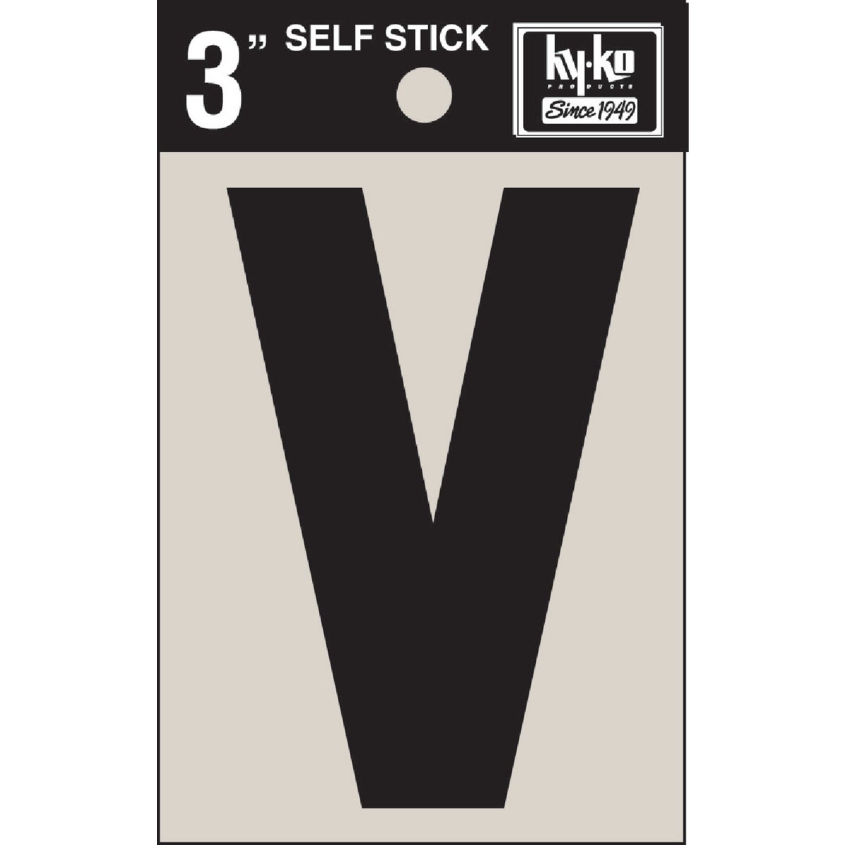 3" BLK VINYL LETTER V - 30432 by Hy Ko Prods Co
