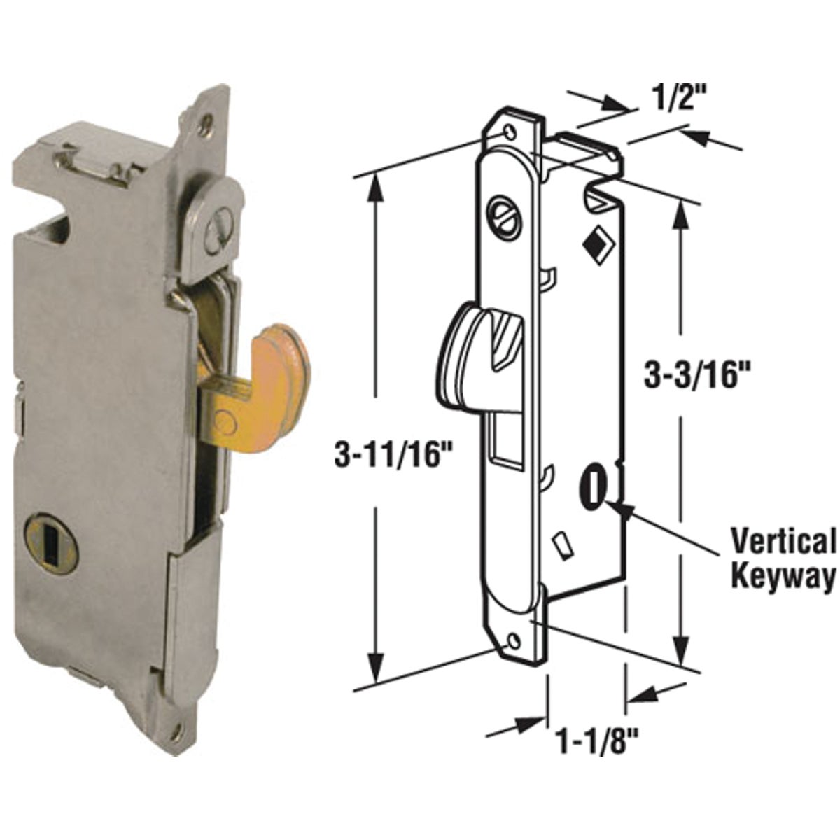 SLIDNG DOOR MORTISE LOCK - 15410 by Prime Line Products