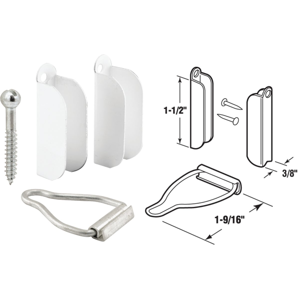 2PK 3/8"WHT LATCH HANGER - PL8103 by Prime Line Products