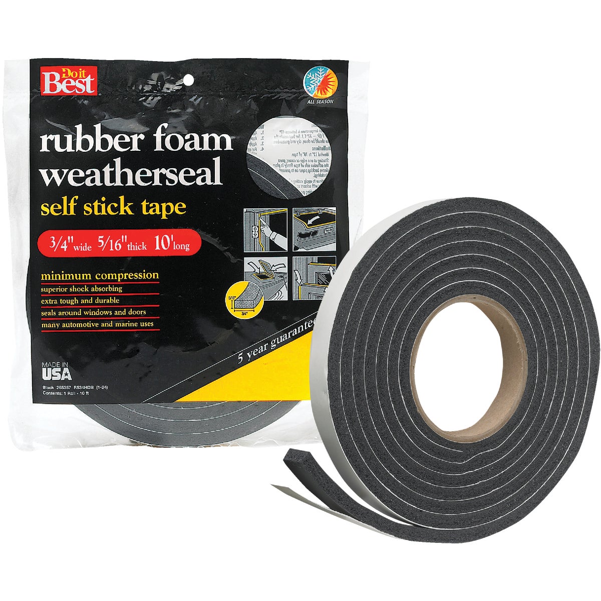 3/4X5/16"X10' BLK TAPE - R534HDB by Thermwell Prods Co