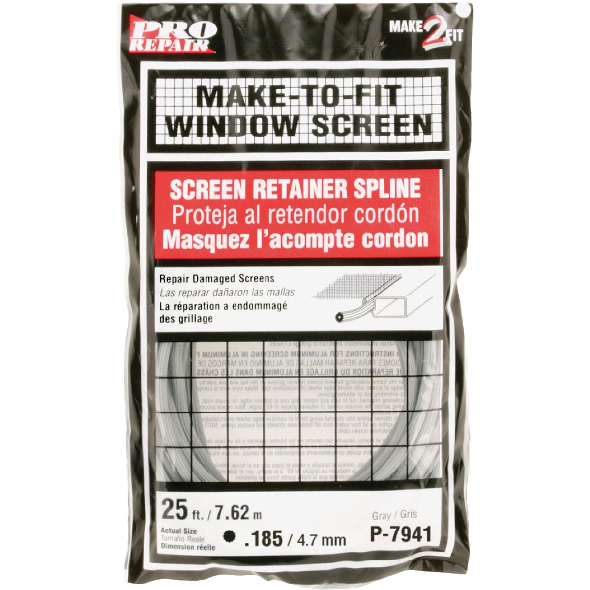 .185X25' SCREEN SPLINE - P7941 by Prime Line Products