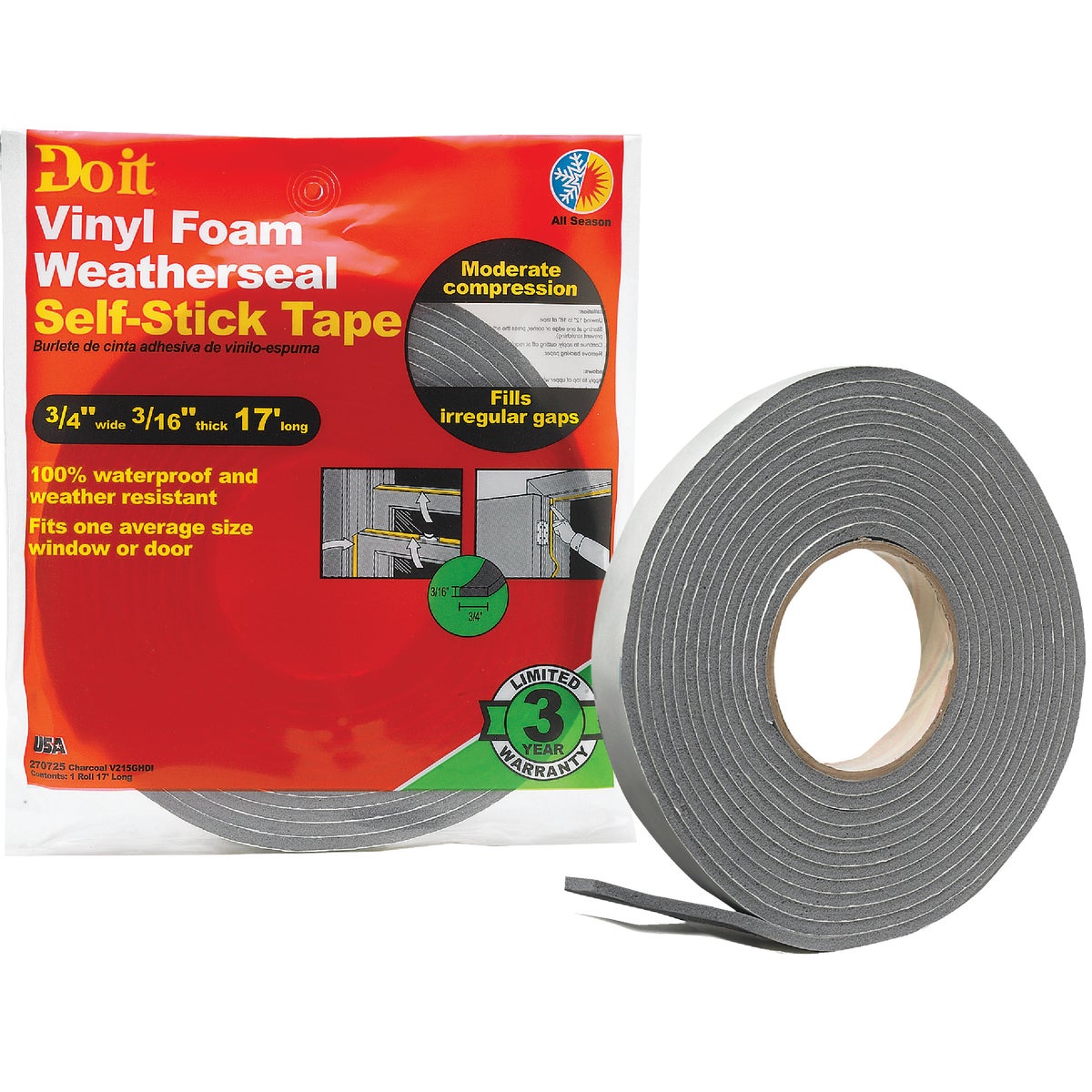 3/4X3/16X17 VNL/FOM TAPE - V215GHDI by Thermwell Prods Co