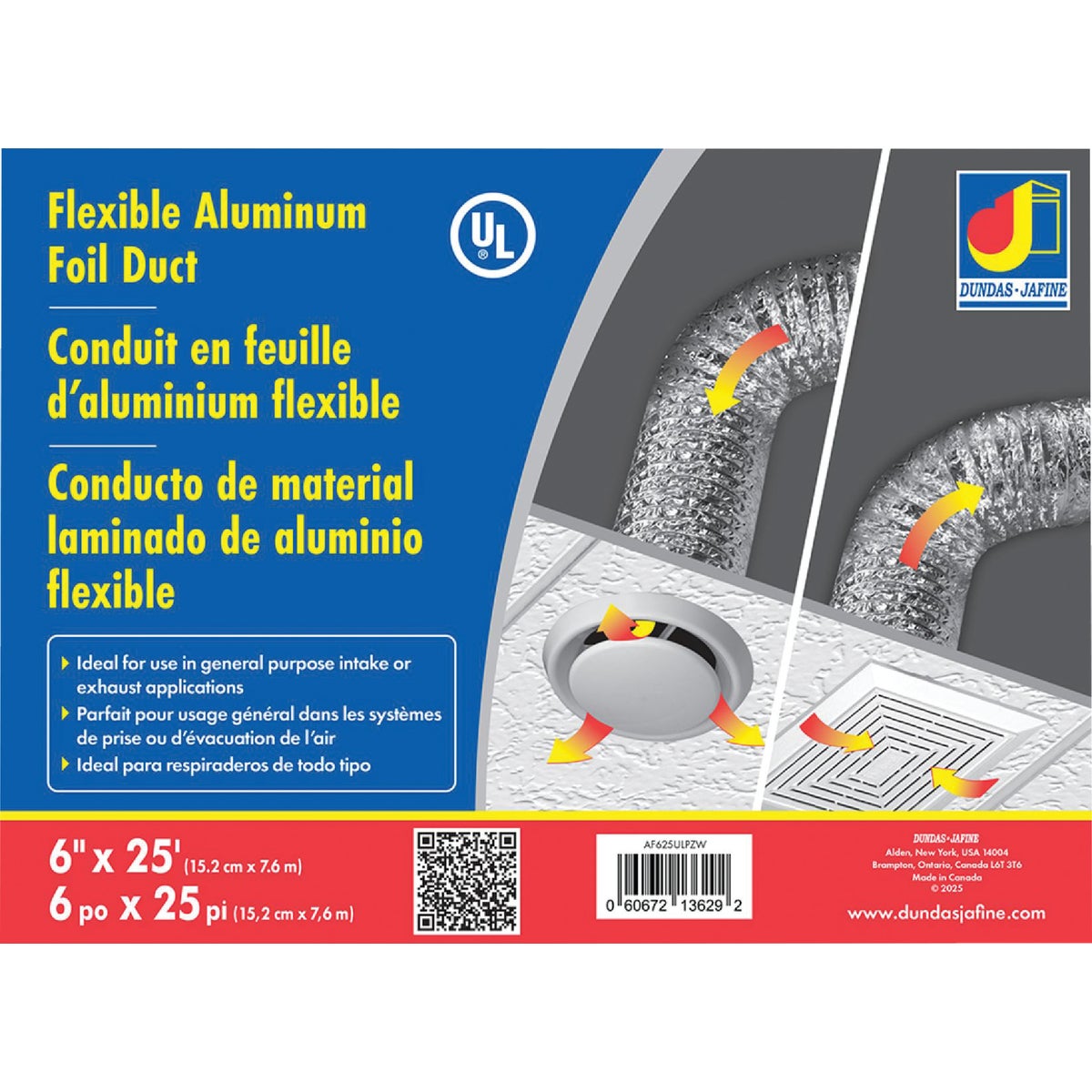 6"X25' FLEX FOIL DUCTING - AF625ULPZW by Dundas Jafine