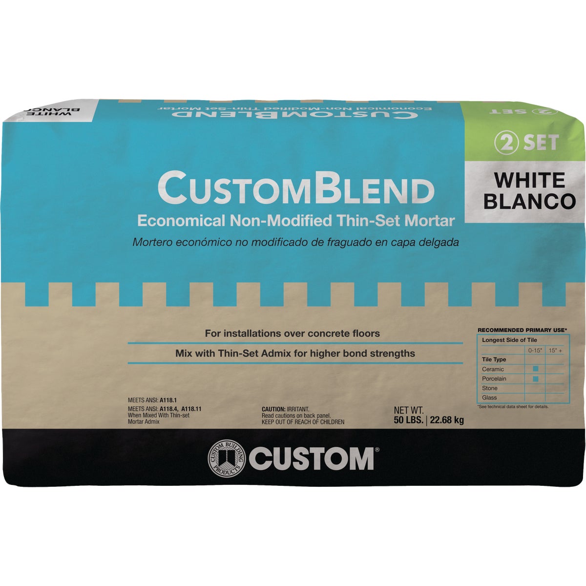 50LB WHT THIN-SET MORTAR - CBTSW50 by Custom Building Prod
