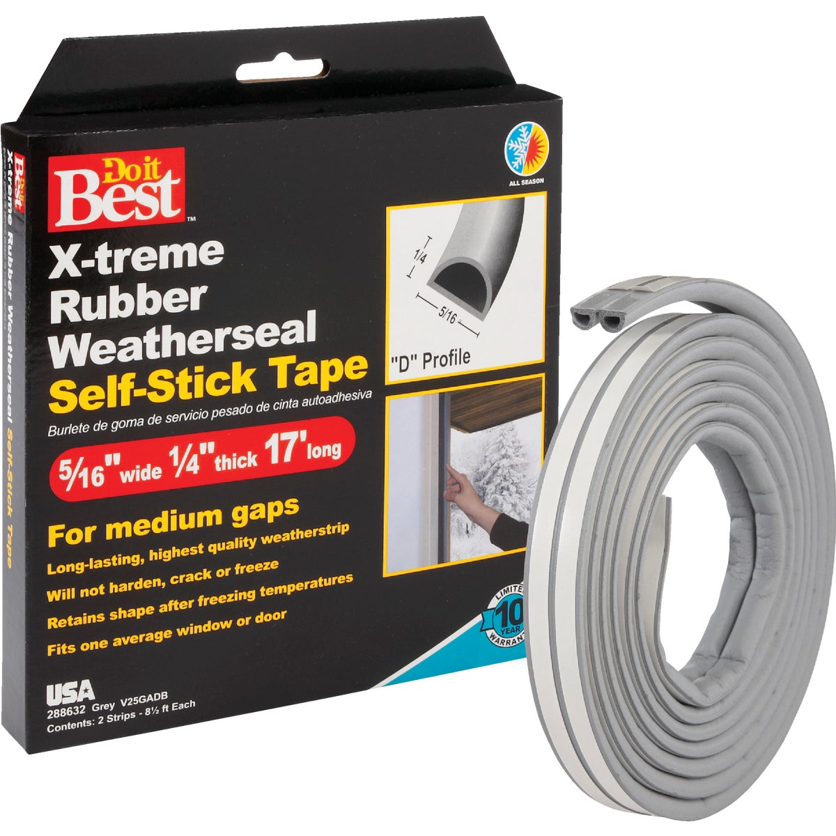5/16X1/4"X17' GRAY TAPE - V25GADB by Thermwell Prods Co