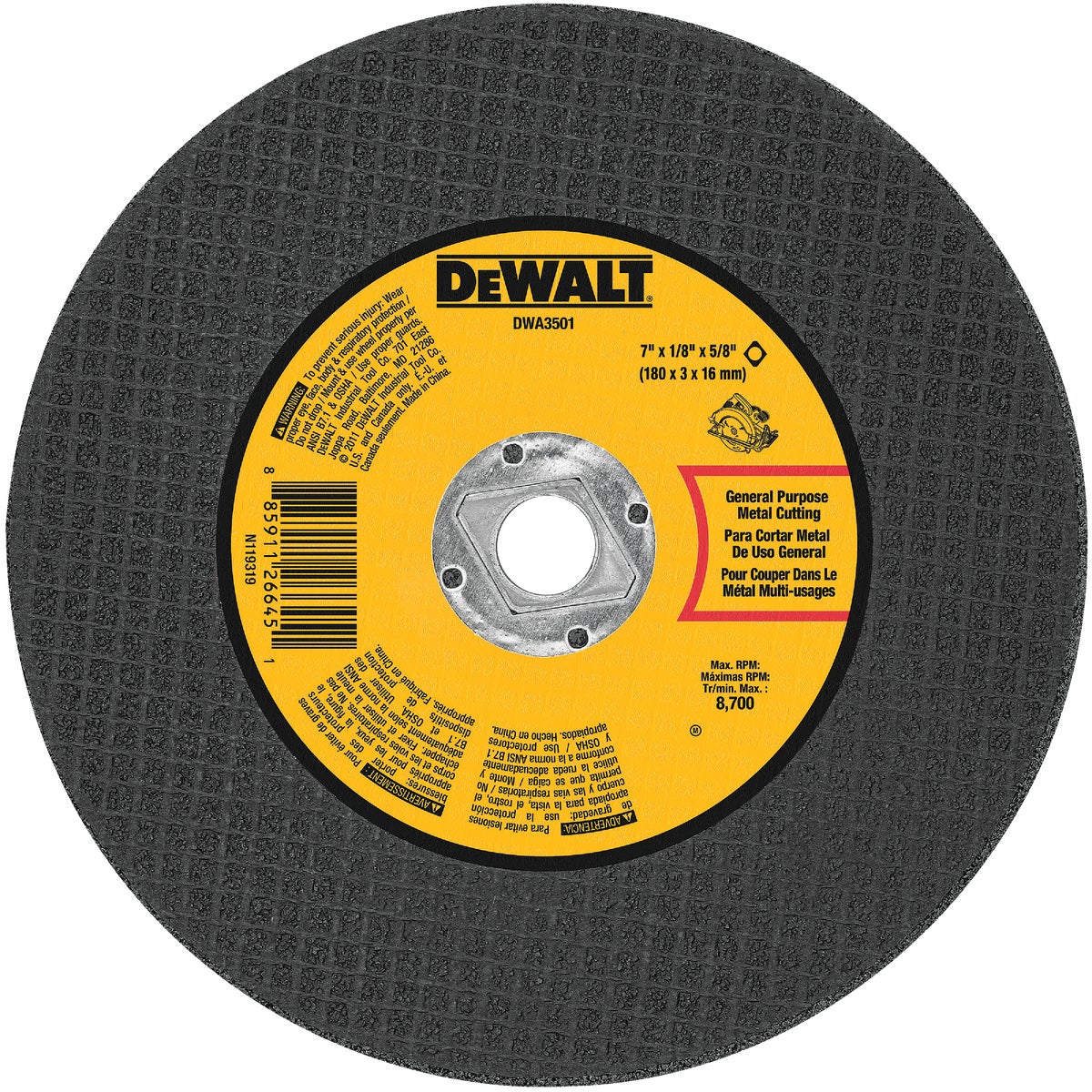 7" METAL ABRASIVE WHEEL - DWA3501 by DeWalt