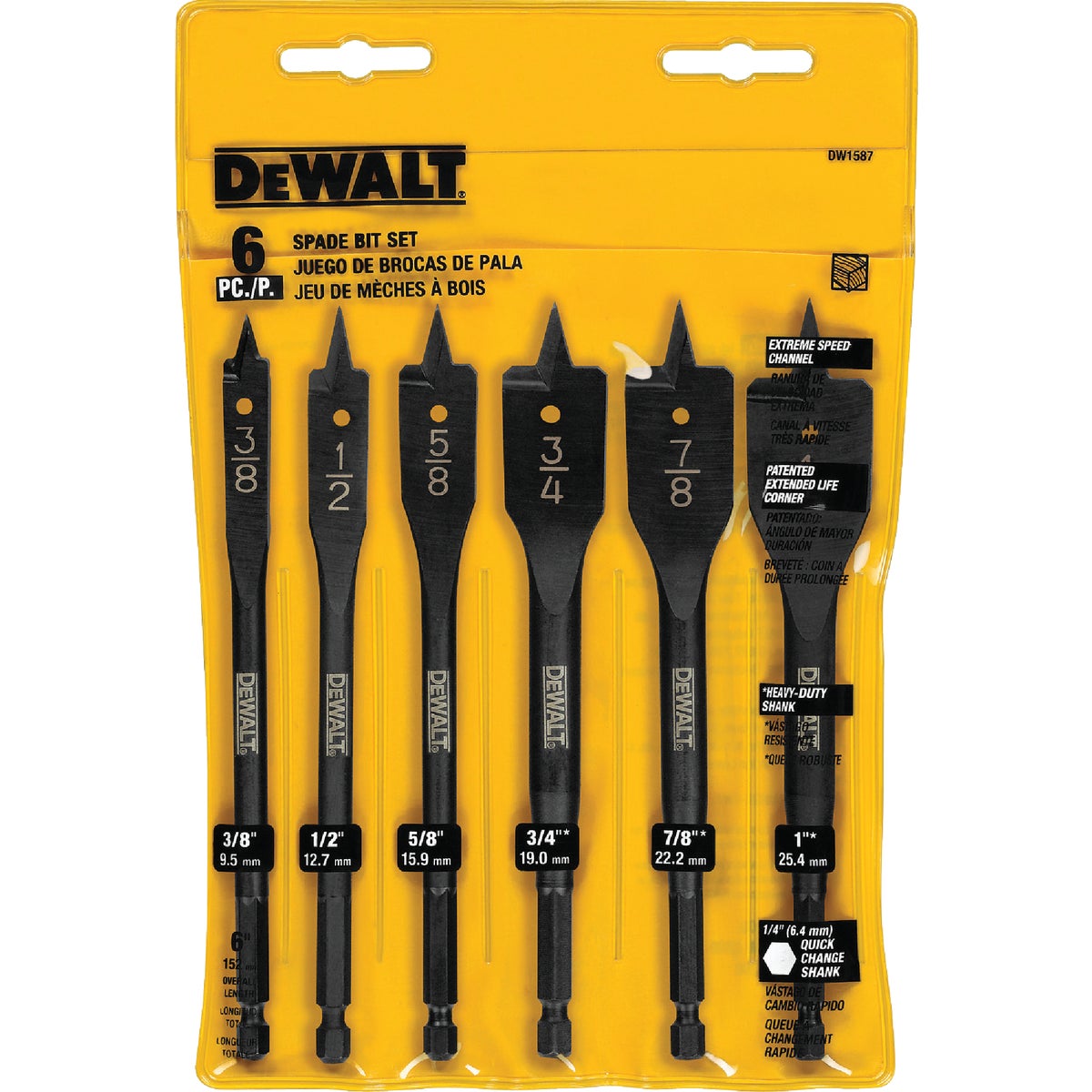 6PC SPADE BIT SET - DW1587 by DeWalt