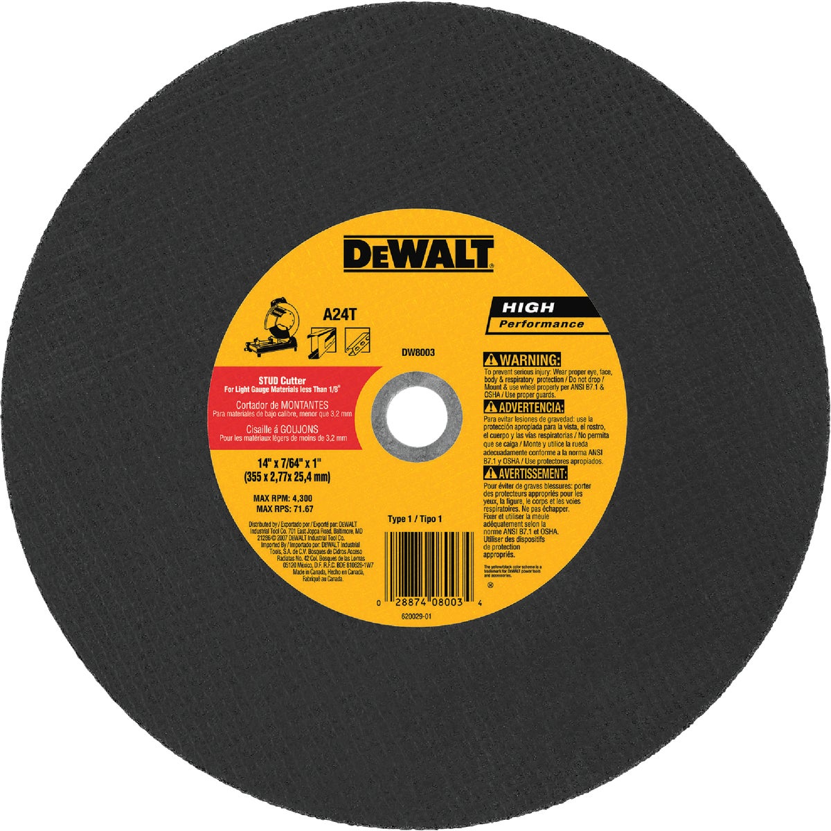 14" CUTOFF BLADE - DW8003 by DeWalt
