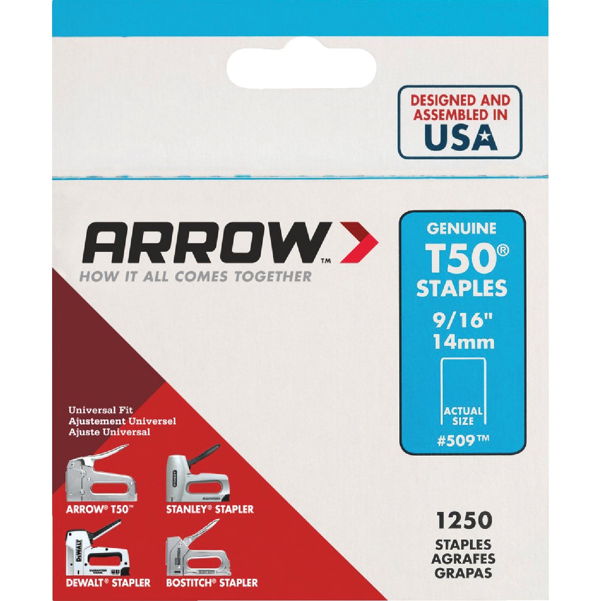 1250PK 9/16" T50 STAPLE - 50924 by Arrow Fastener Co