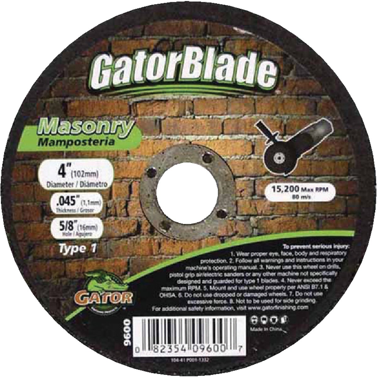 4X.045X5/8 MASONRY WHEEL - 9600 by Ali Industries Inc