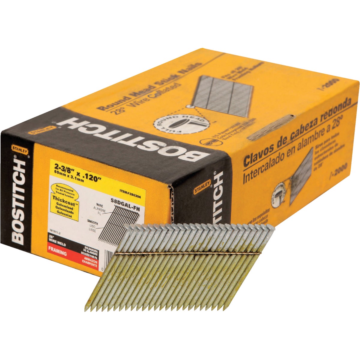 2-3/8" FRAMING NAIL - S8DGAL-FH by Stanley Bostitch
