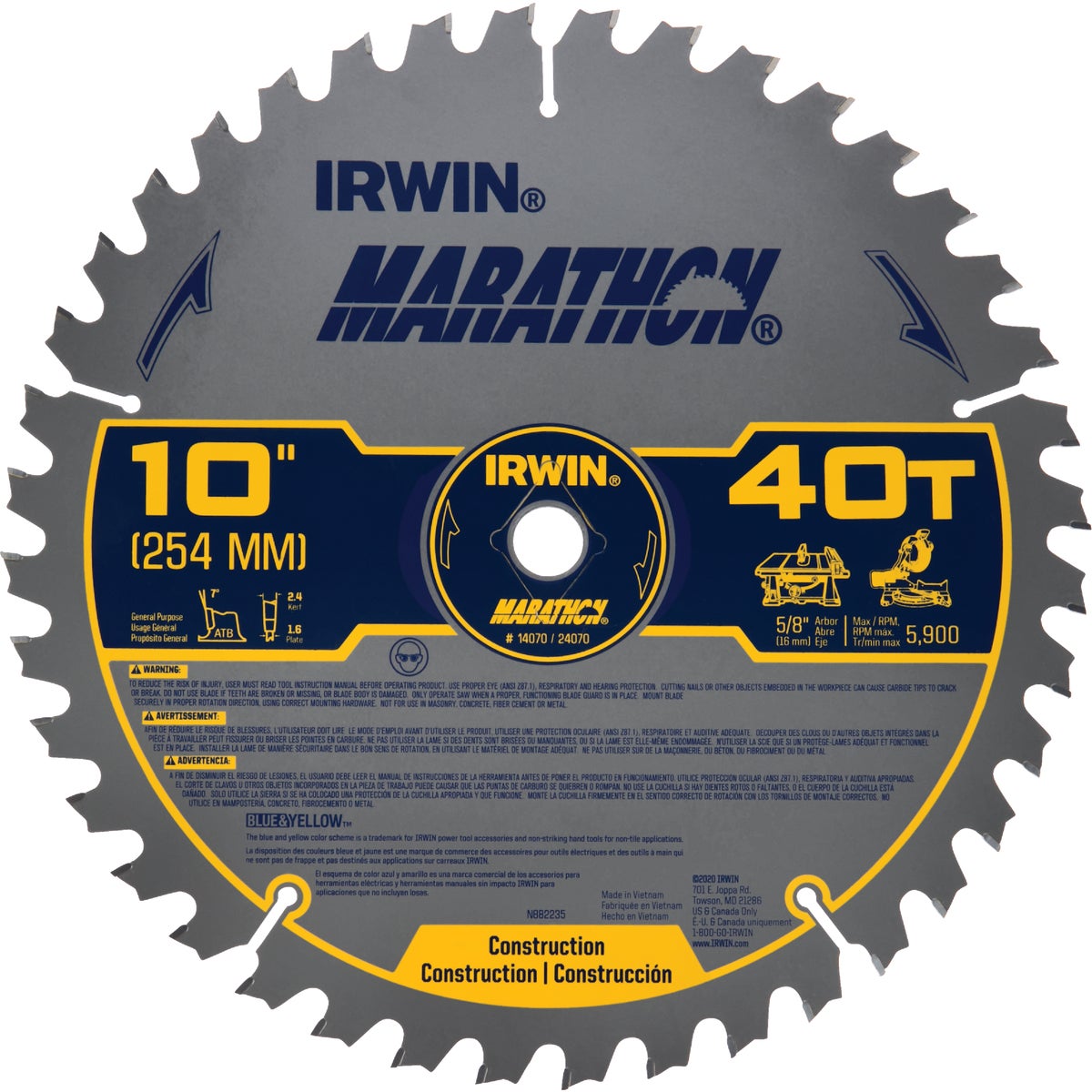 10" 40T MARATHON BLADE - 14070 by Irwin Industr Tool