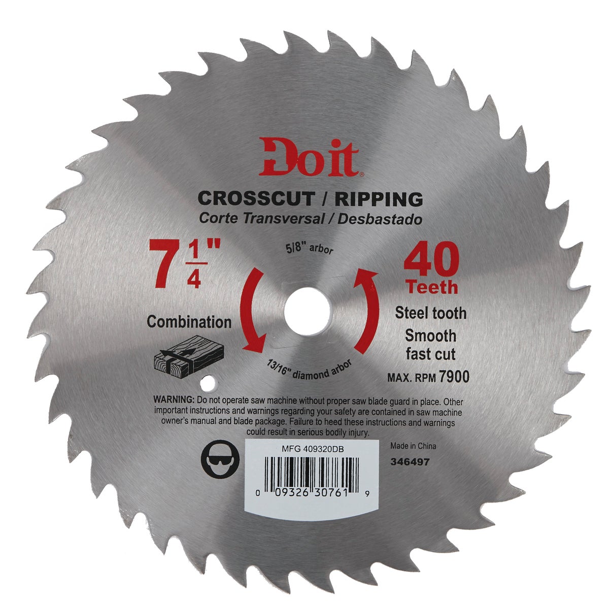 7-1/4" CUT/RIP SAW BLADE - 409320DB by Mibro/gs