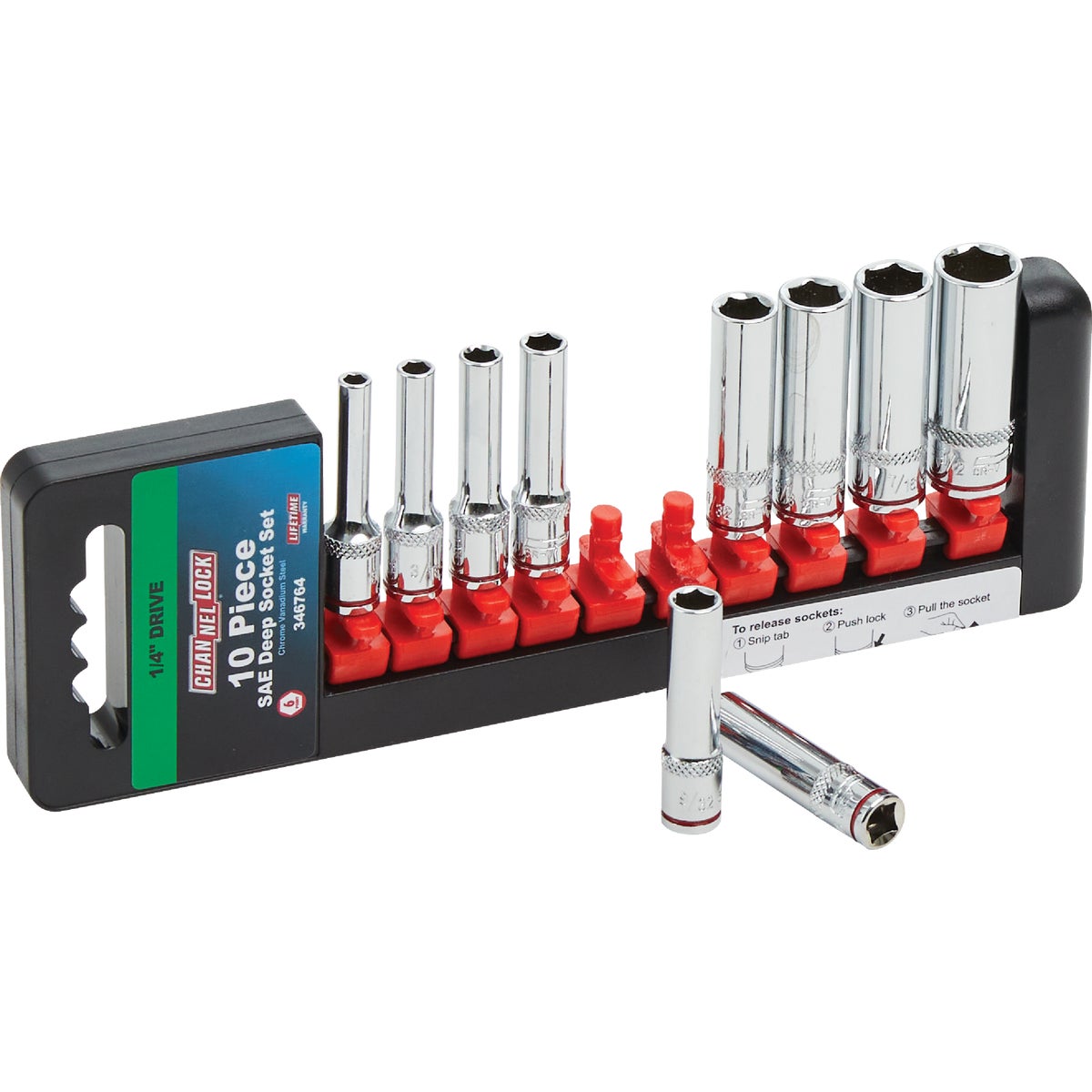 10PC 1/4"DEEP SOCKET SET - 346764 by Danaher Tool Ltd