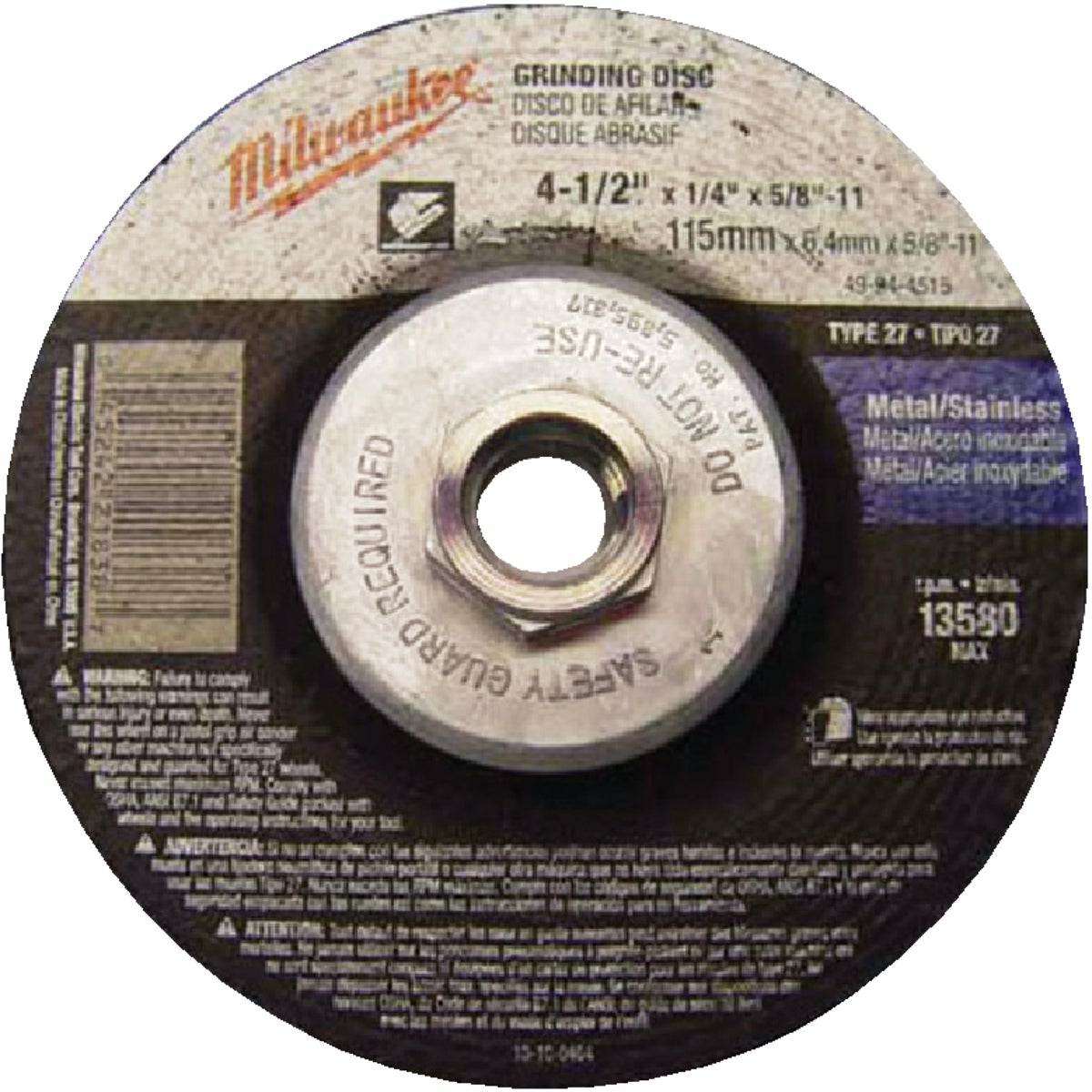 4-1/2X1/4X5/8 GRND WHEEL - GW27M451 by Robt Bosch Tool Corp