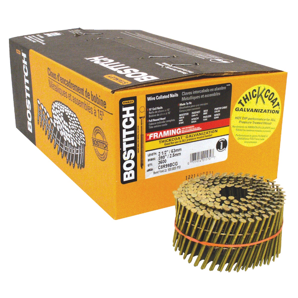 2-1/2" COIL FRAMING NAIL - C8R99BCG by Stanley Bostitch