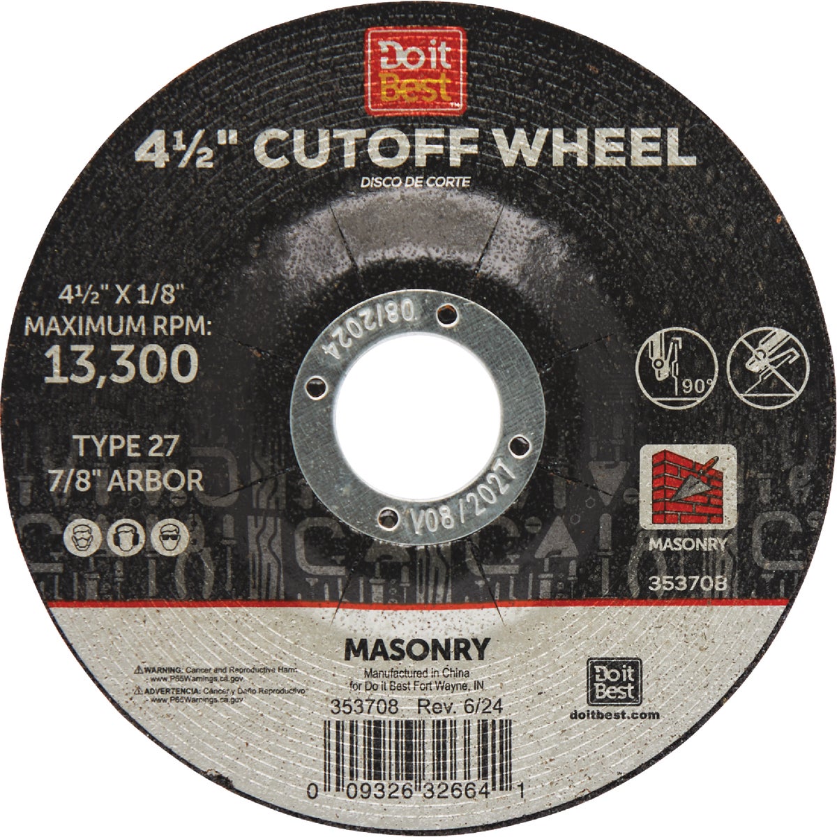4-1/2X1/4 MASONRY WHEEL - 976240DB by Mibro/gs