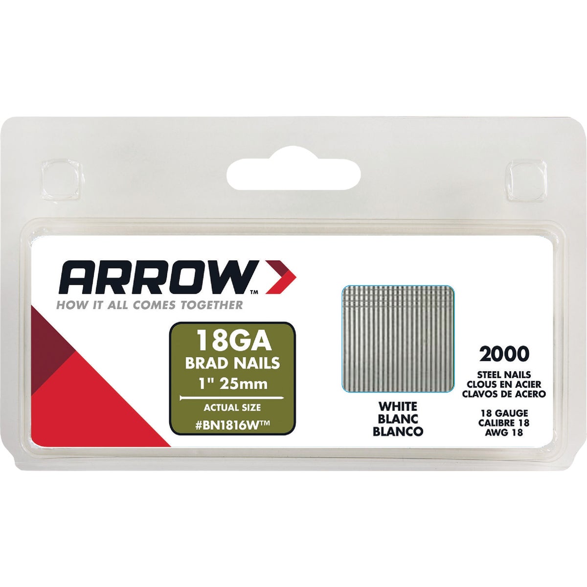 1" WHITE BRAD - BN1816WCS by Arrow Fastener Co
