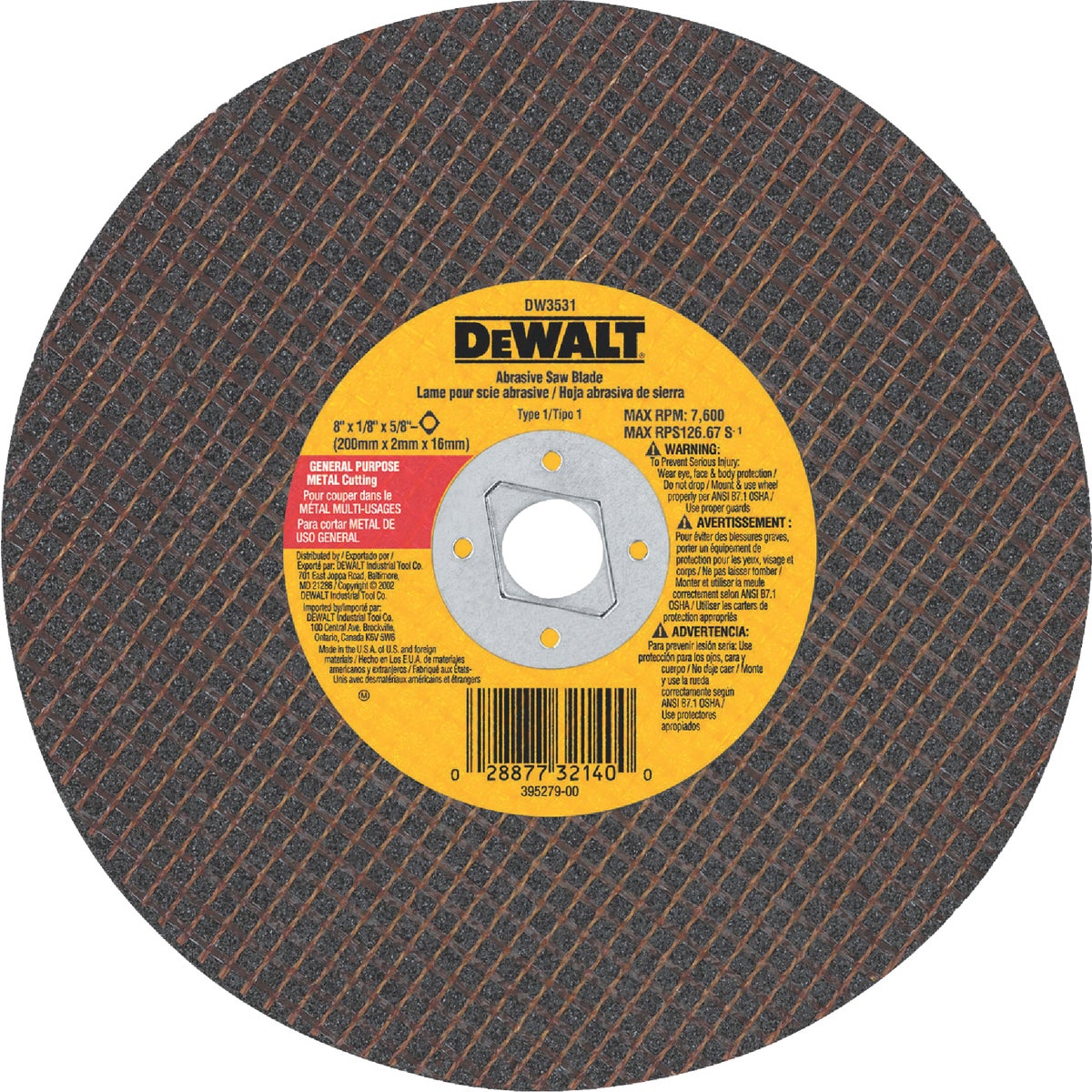 8" METAL ABRASIVE BLADE - DW3531 by DeWalt