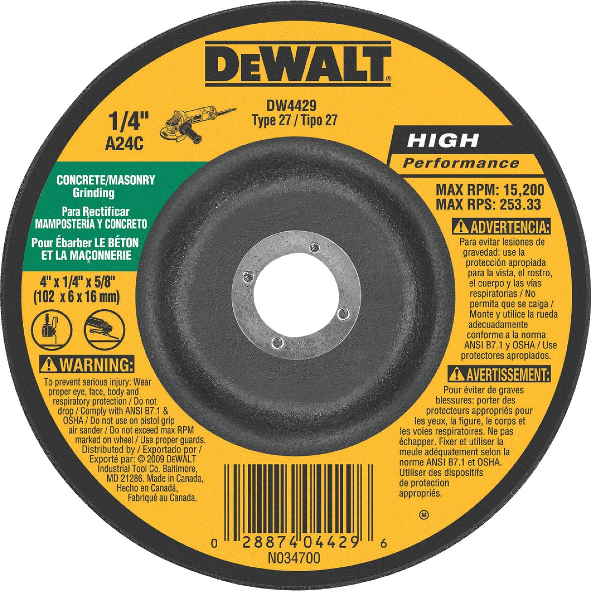 4X1/4 MSNRY GRIND WHEEL - DW4429 by DeWalt