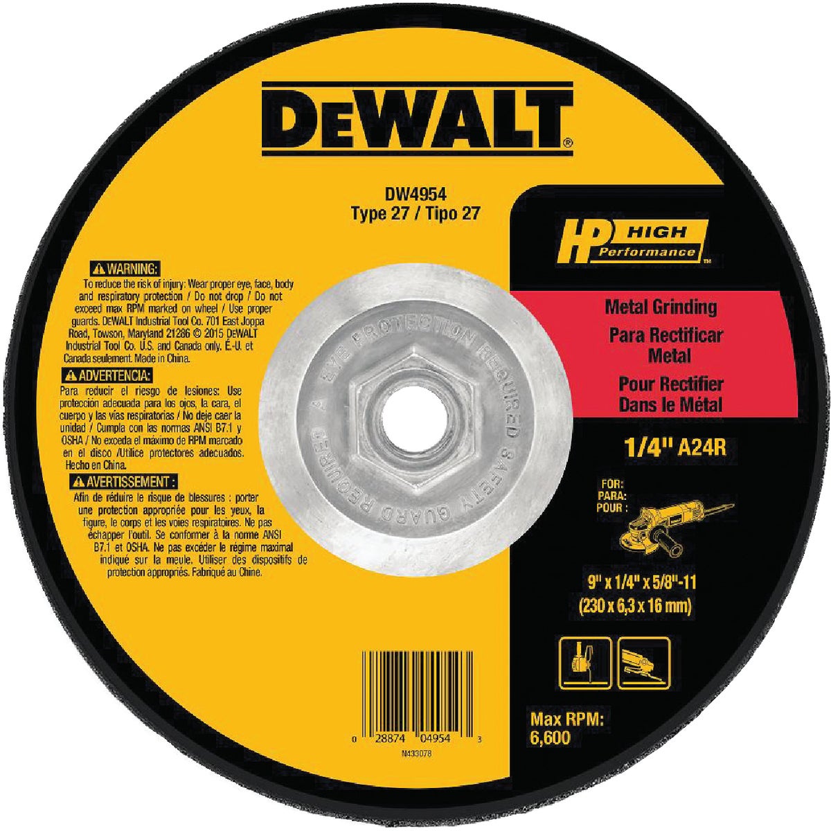 9X1/4X5/8-11 GRIND WHEEL - DW4954 by DeWalt