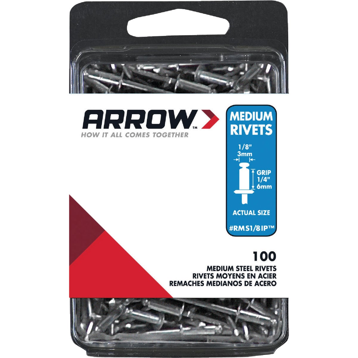 1/8X1/4 STL RIVET - RMS1/8IP by Arrow Fastener Co