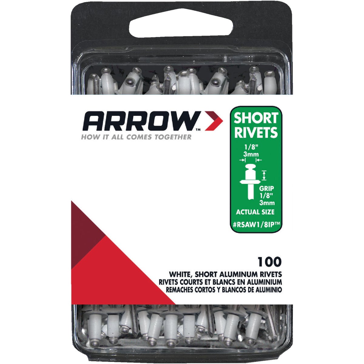 1/8X1/8 WHT ALUM RIVET - RSAW1/8IP by Arrow Fastener Co