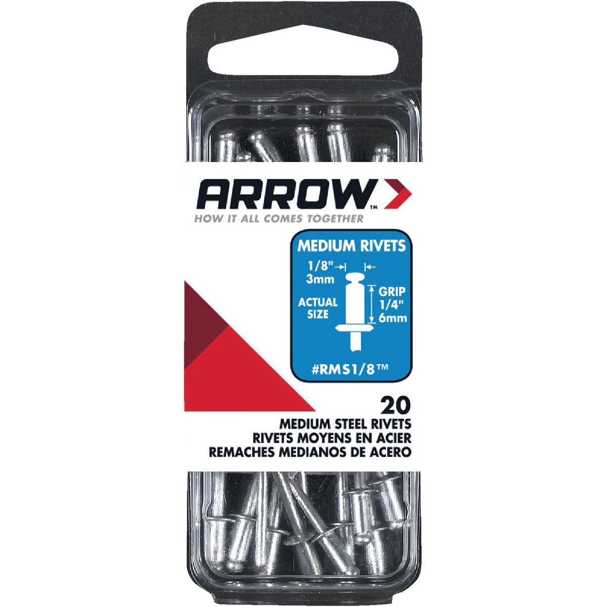 1/8X1/4 STL RIVET - RMS1/8 by Arrow Fastener Co