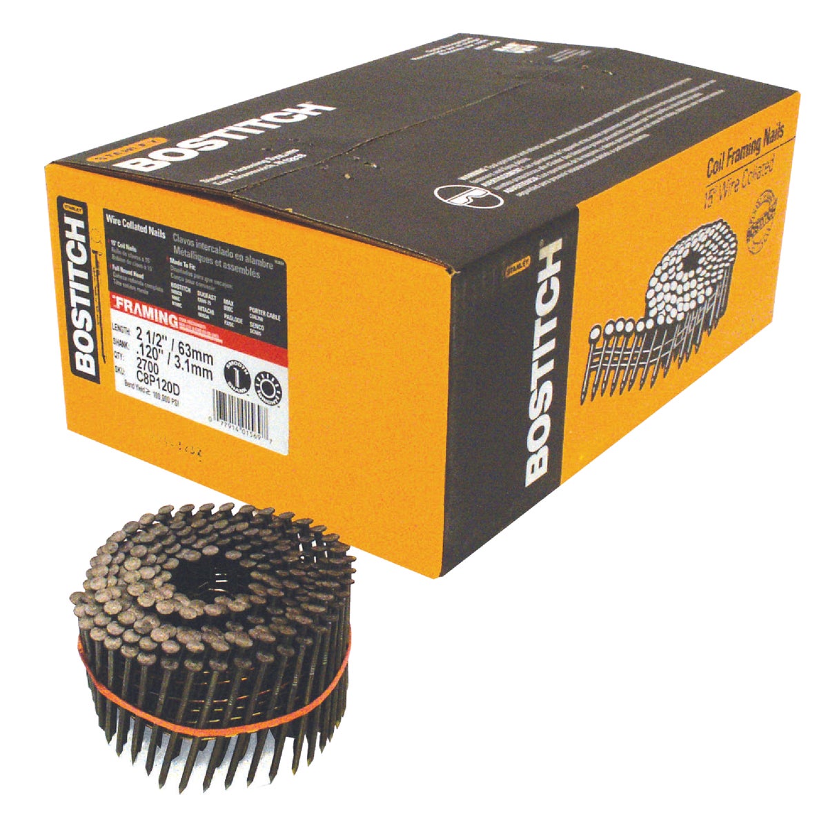2-1/2" COIL FRAMING NAIL - C8P120D by Stanley Bostitch