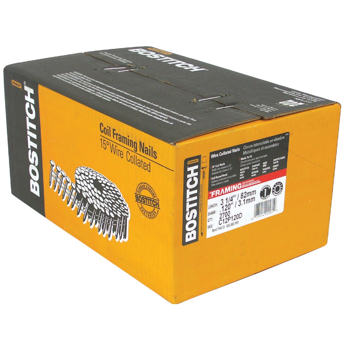 3-1/4" COIL FRAMING NAIL - C12P120D by Stanley Bostitch