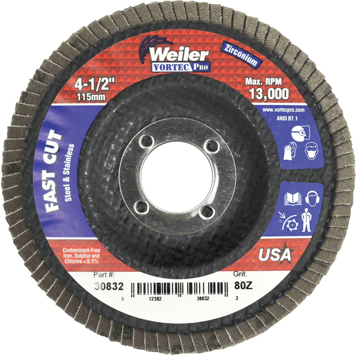 4-1/2" 80G FLAP DISC - 30832 by Weiler Corporation