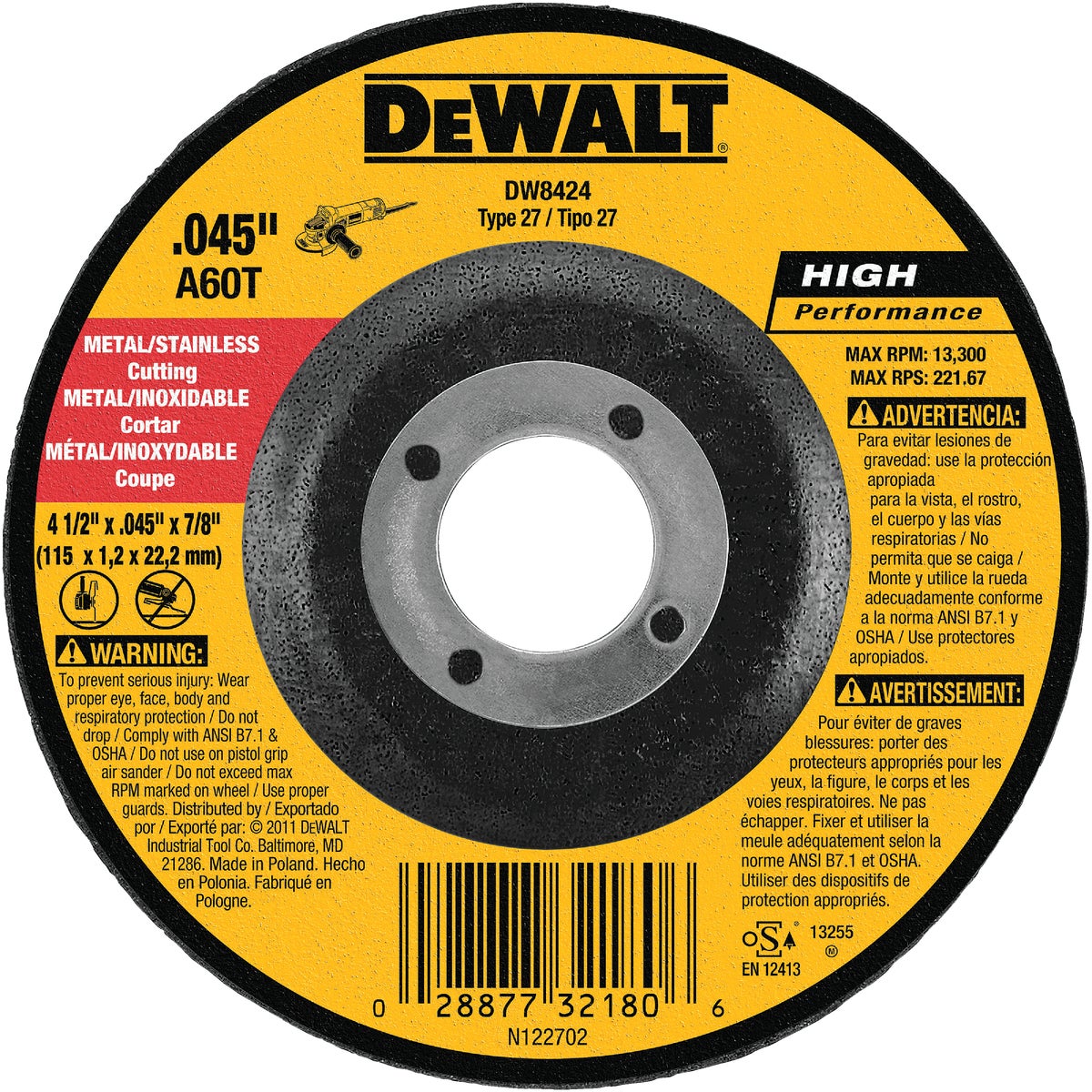 4-1/2" GRINDING WHEEL - DW8424 by DeWalt