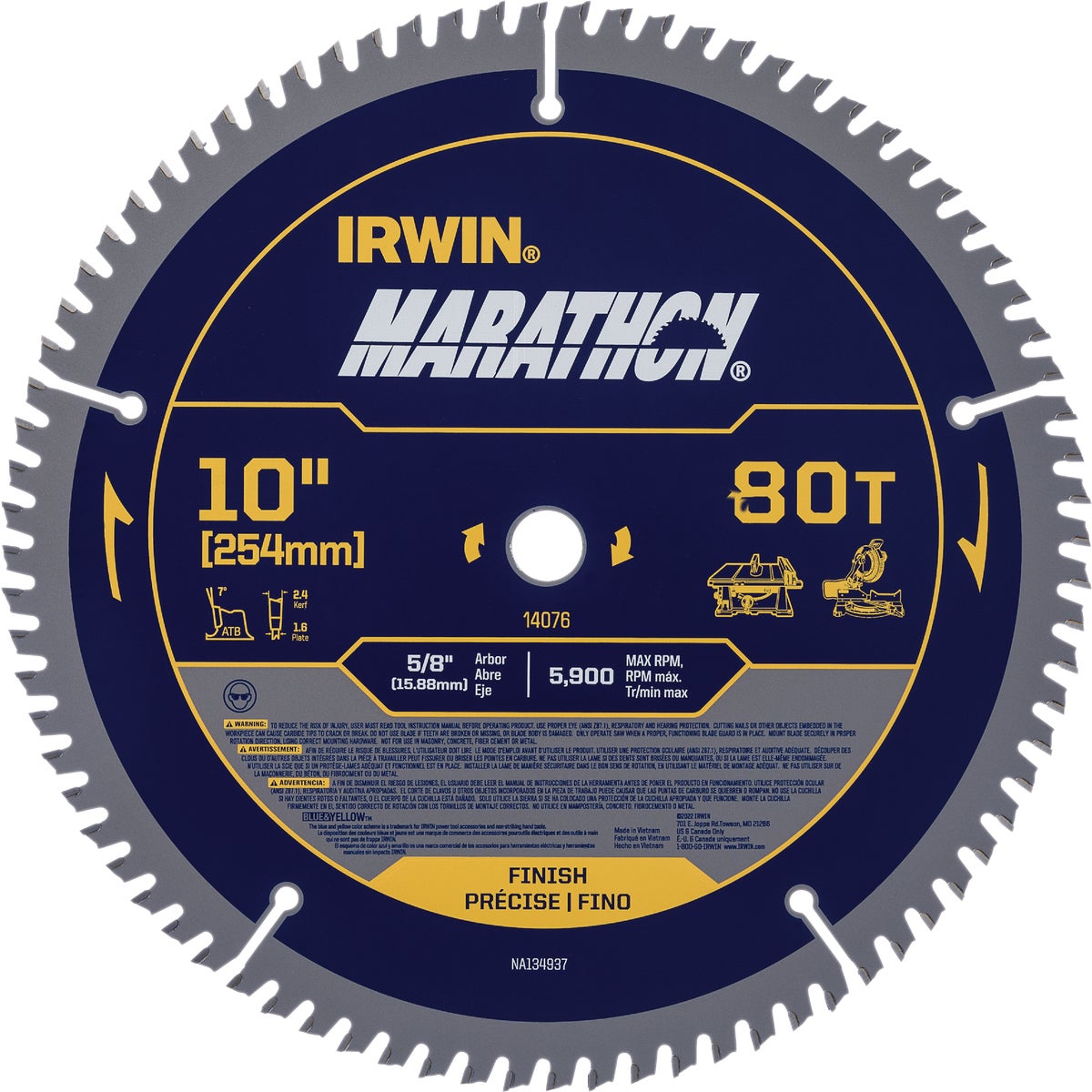 10" 80T MARATHON BLADE - 14076 by Irwin Industr Tool