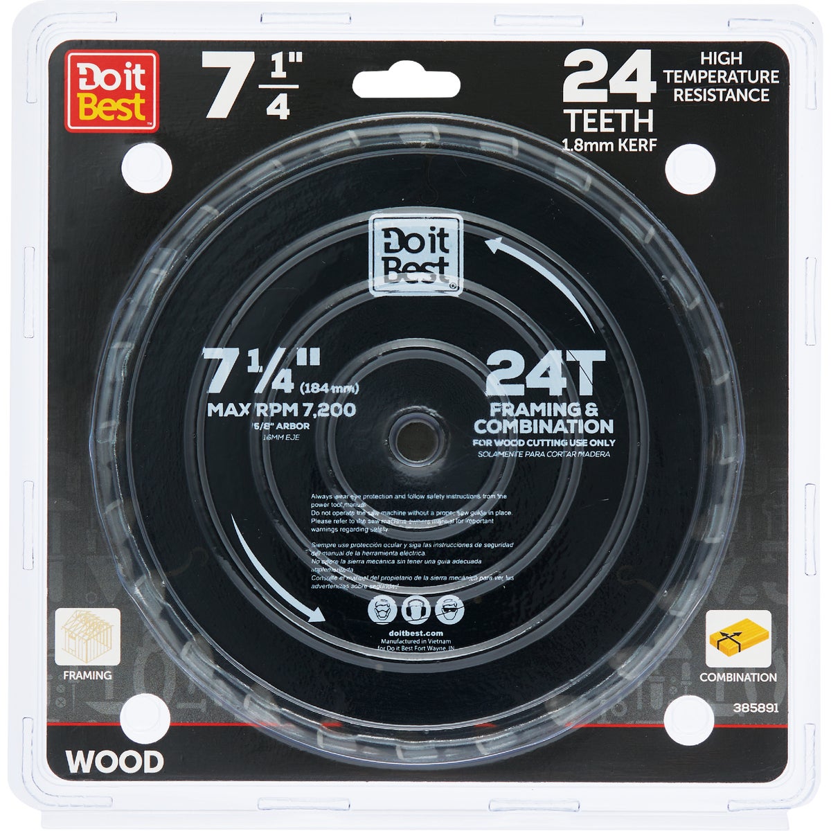 7-1/4 24T CARB SAW BLADE - 415741DB by Mibro/gs